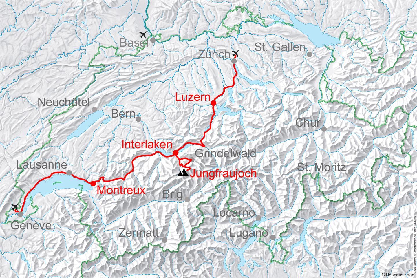 GoldenPass Line route. The tour can start at any Swiss airport.